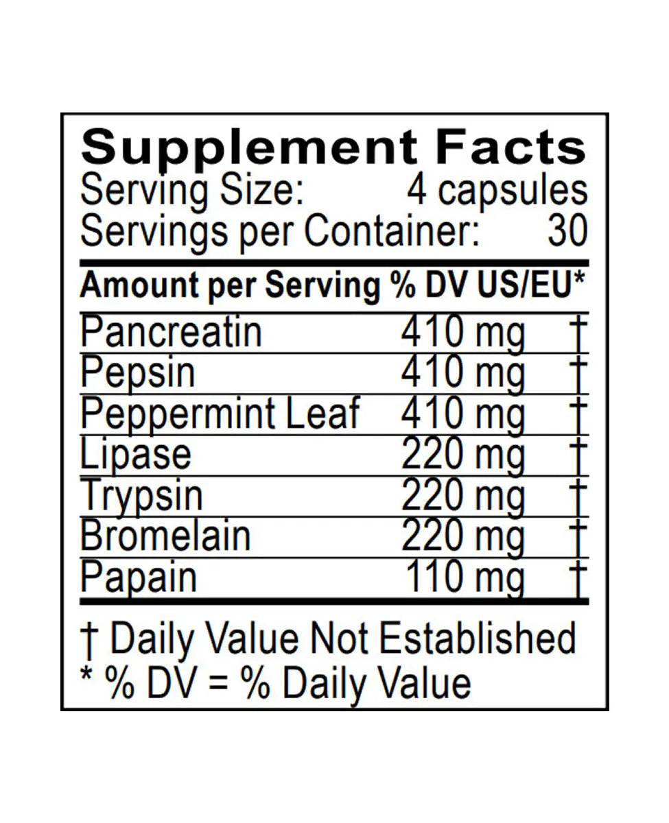 digestive enzymes supplement facts