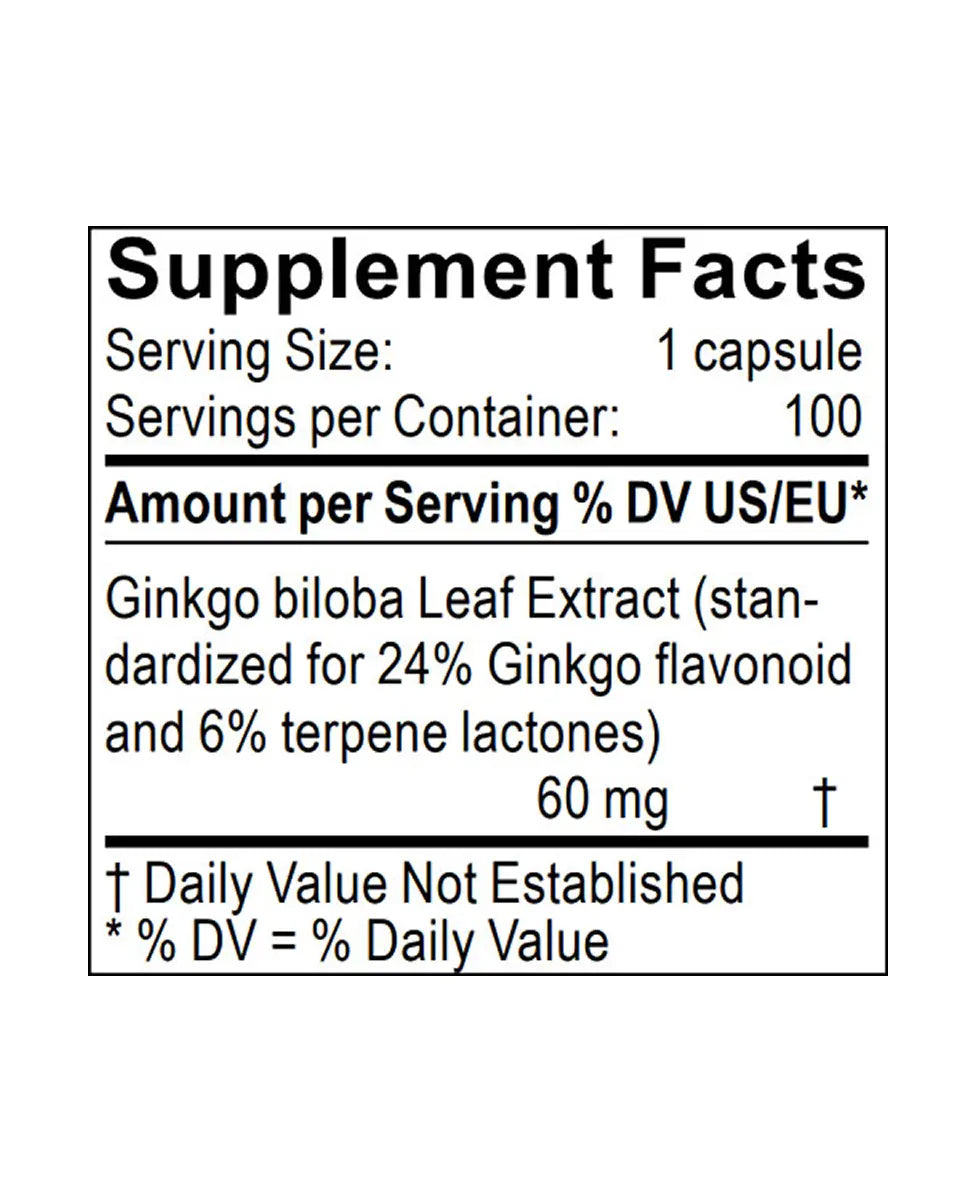 ginkgo biloba extract supplement facts