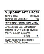 ginkgo biloba extract supplement facts