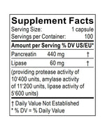 lipase and pancreatin supplement facts