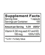 vitamin k1 and k2 supplement facts