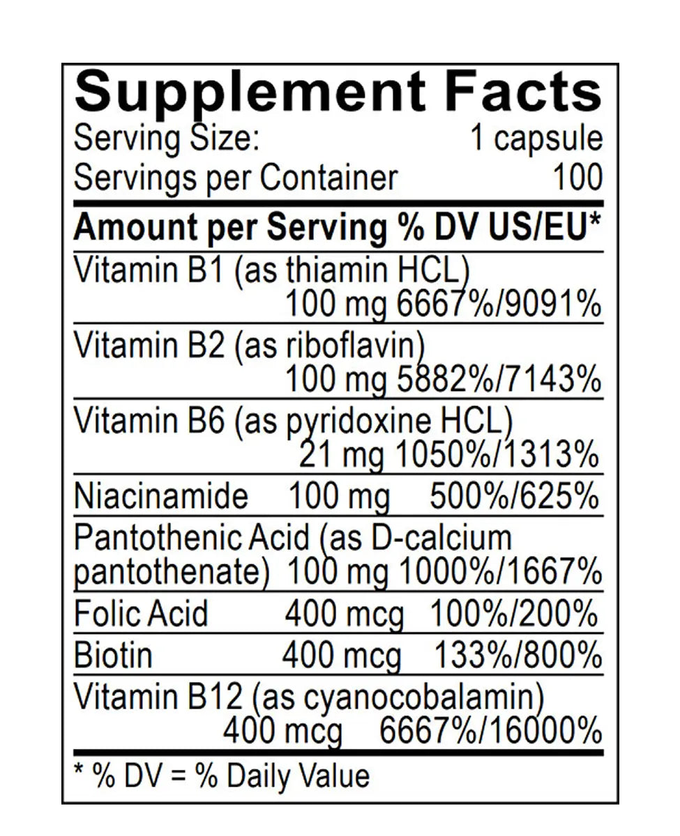 vitamins b complex supplement facts