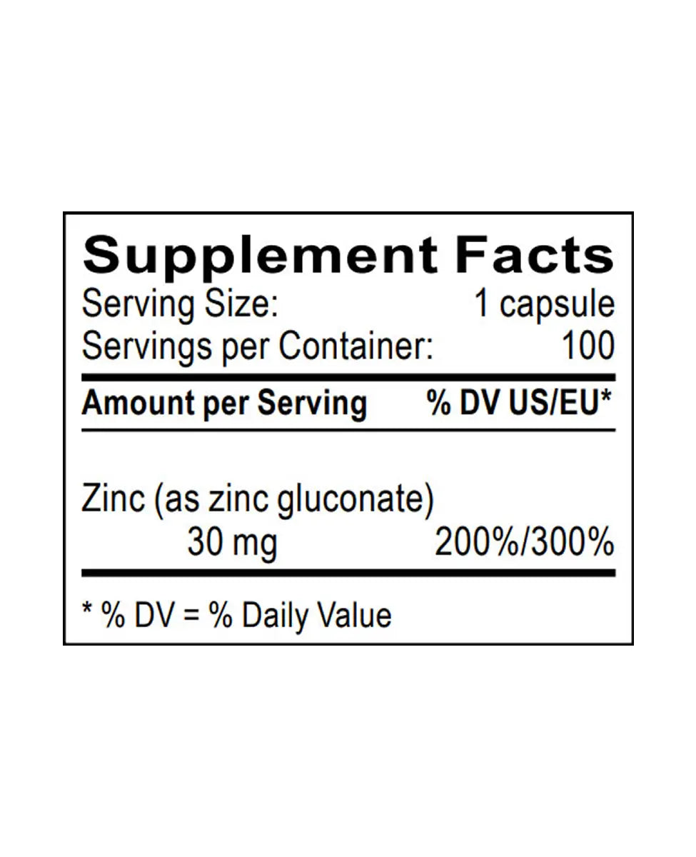 zinc gluconate supplement facts